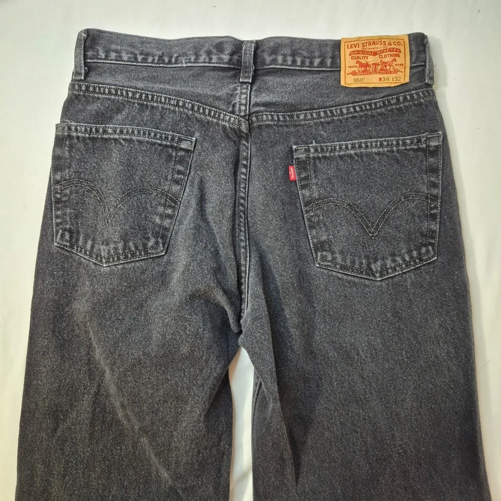Levi's 550 Relaxed Fit Mens 34x32 Black Jeans Denim Baggy Grunge Workwear 2007